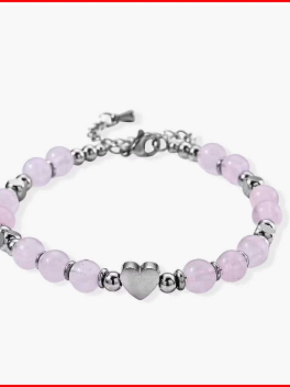 Rose Quartz Beaded Bracelet in Stainless Steel Rose Quartz